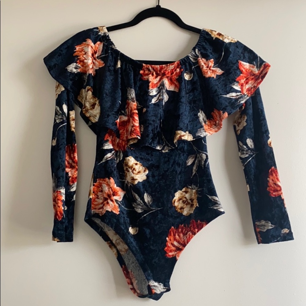 Velvet off the shoulder bodysuit